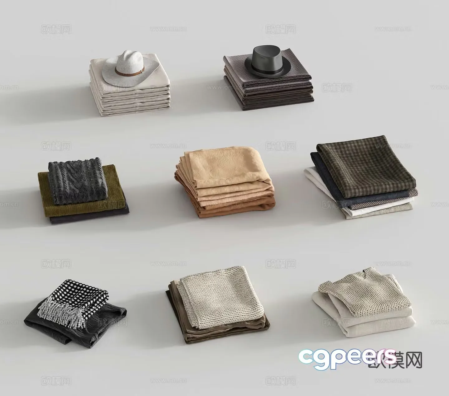 Modern clothes folded clothes sweaters sweaters hats towel blanket 3d model