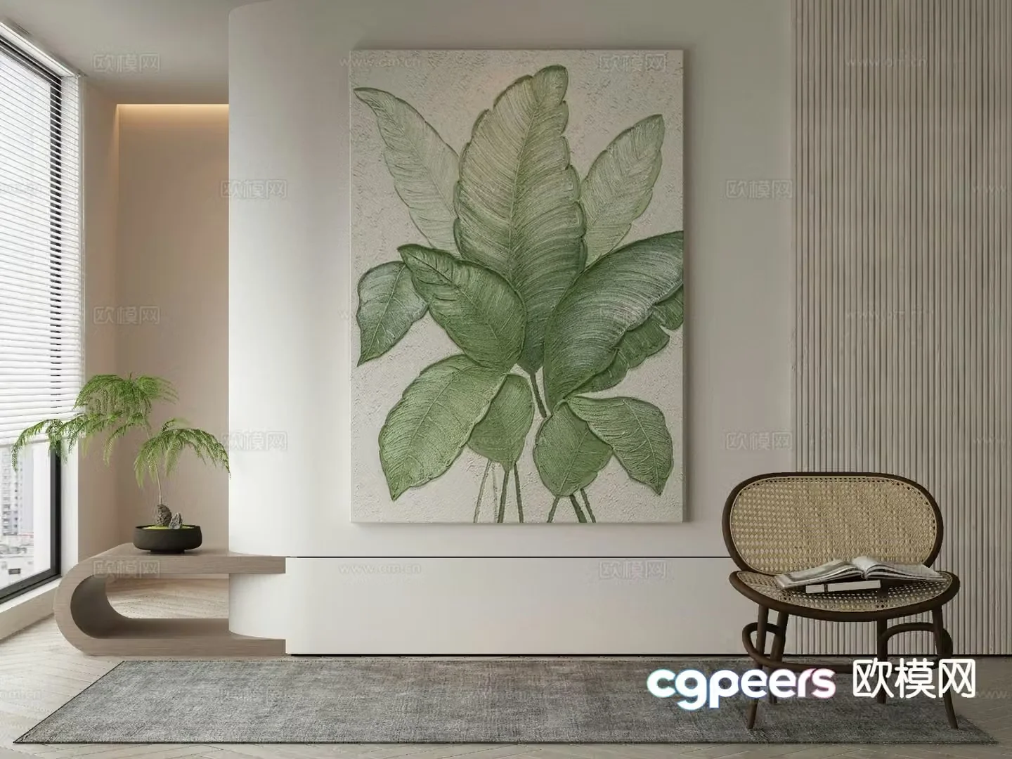 Modern art painting botanical painting decorative painting 3d model