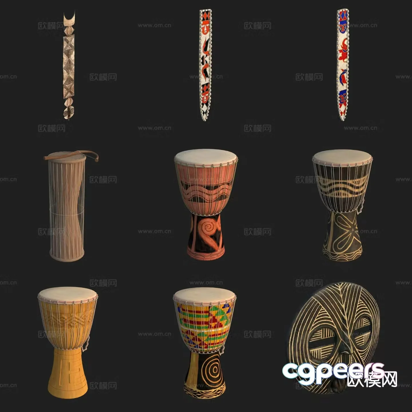 Crafts Art Ornaments Musical Instruments Drum 3D Model