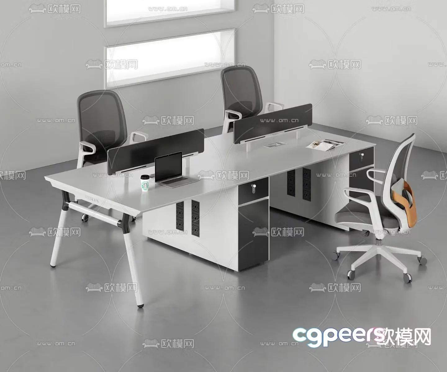 Card space desk work station post 3d model