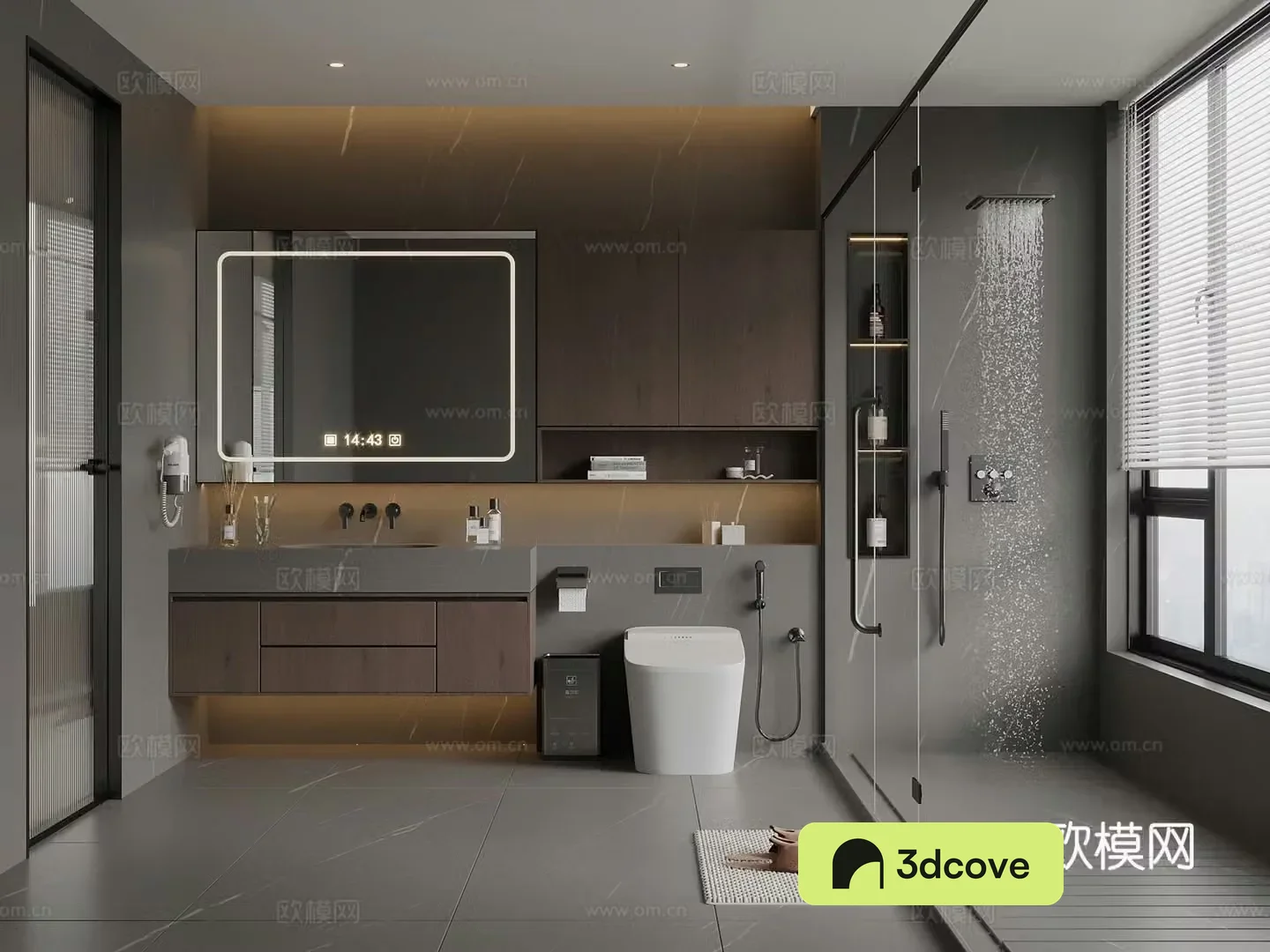 Italian style bathroom wet and dry separate bathroom toilet ornaments bathroom cabinet