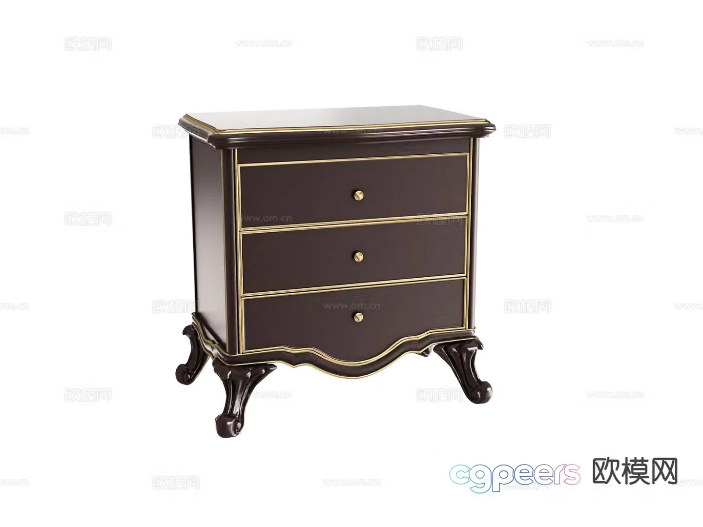 Simple European bedside table 3d model