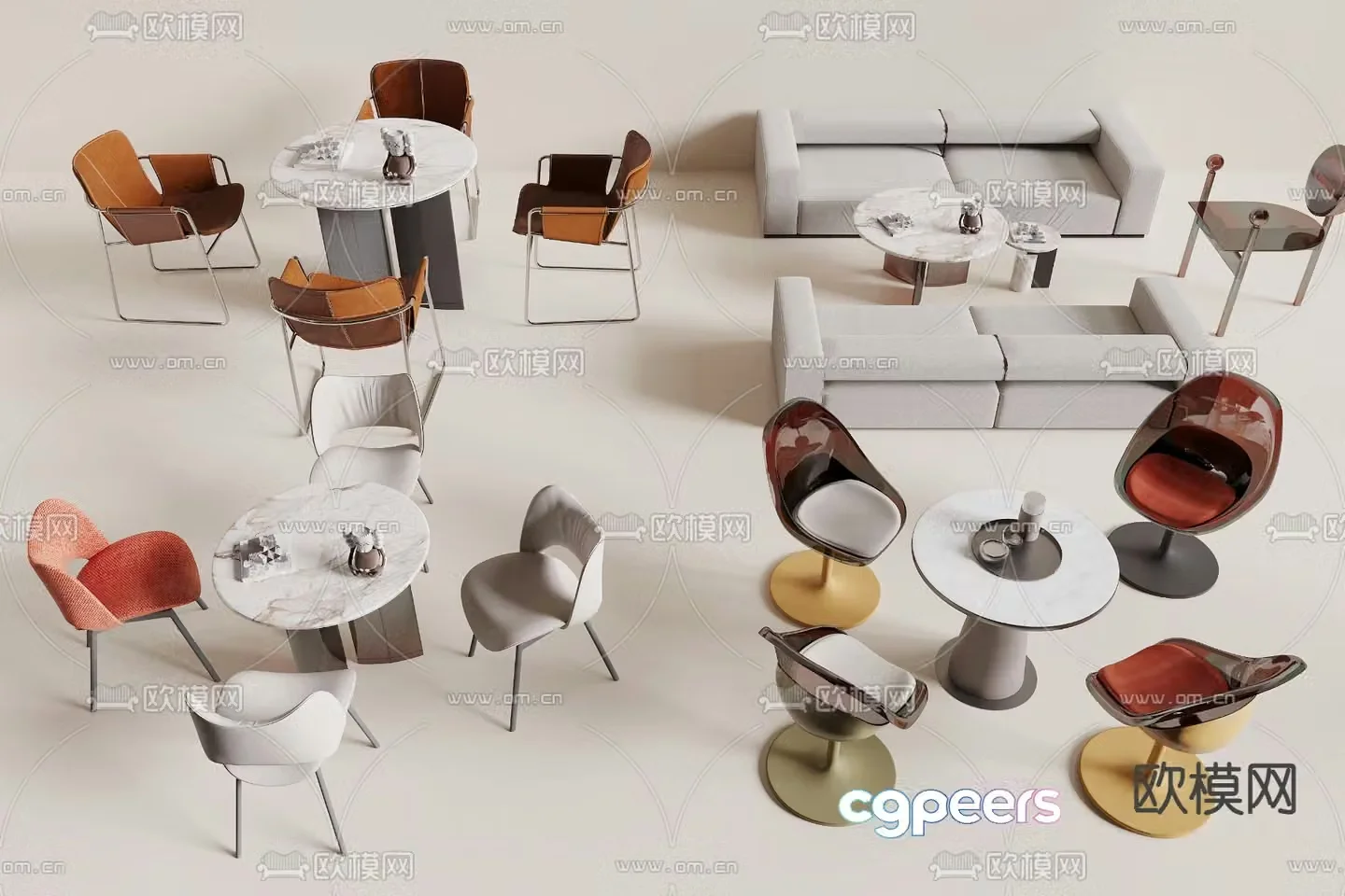 Leisure table and chair negotiation table and chair 3D model