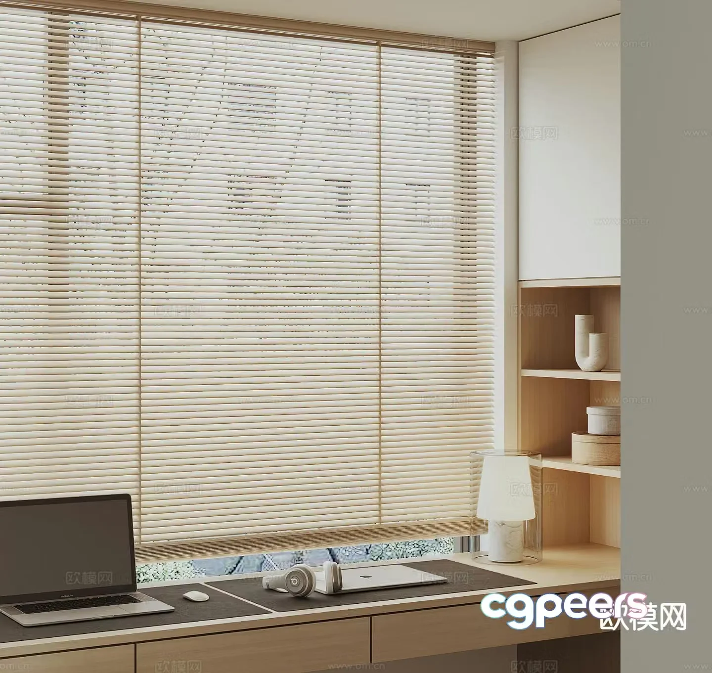 Modern Venetian Blinds Curtains Blackout Blinds Bamboo Blinds 3d model