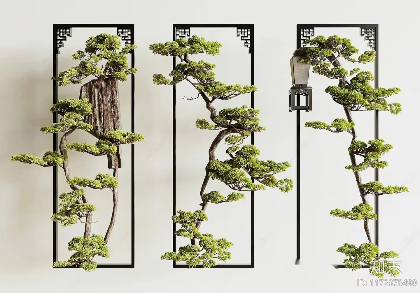 A Decorative Wall Art Featuring Trees And A Lamp 3D Model – 10579 – VRAY Render