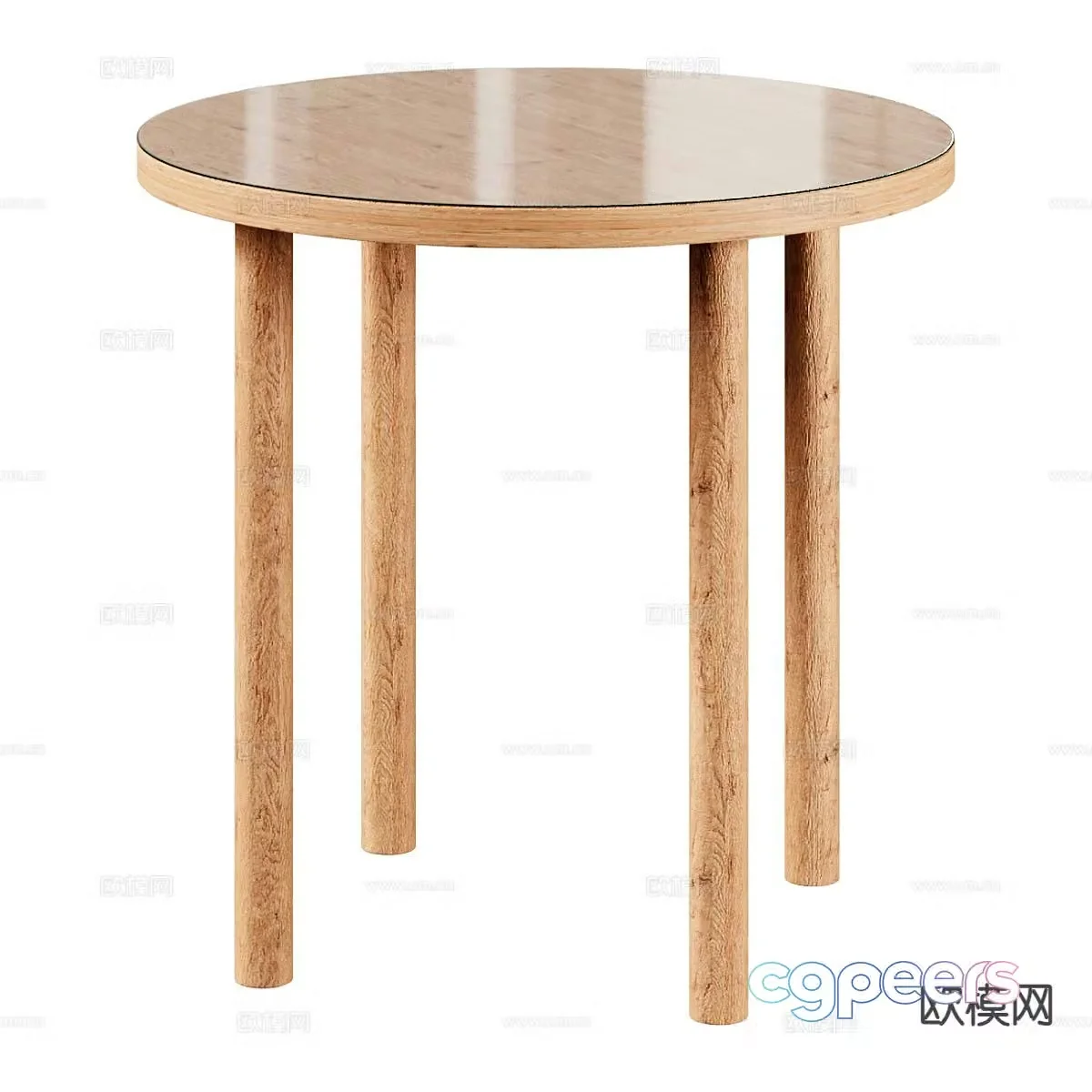 Log angle table side table round table 3D model