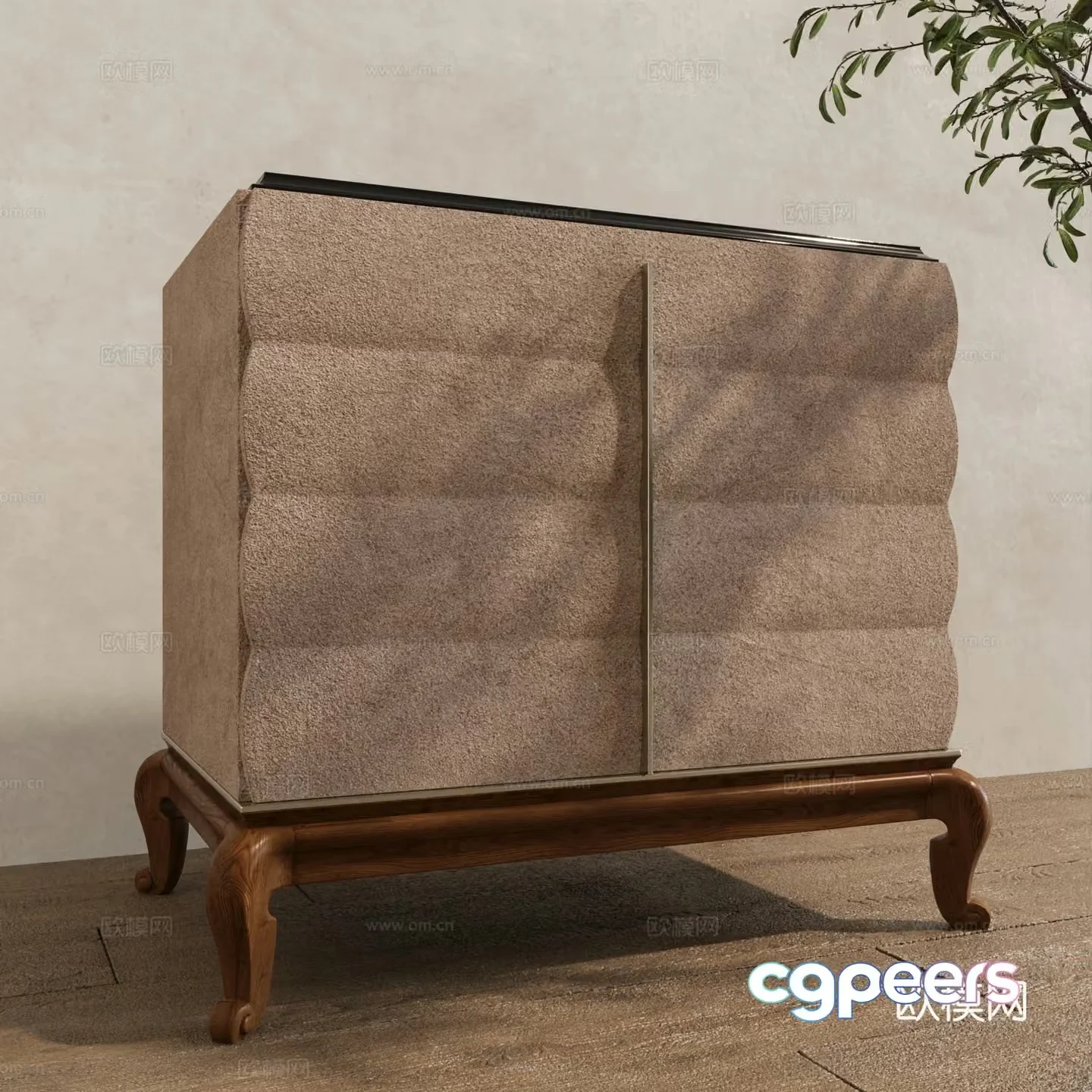 Retro medieval bedside table decorative low cabinet side cabinet 3d model