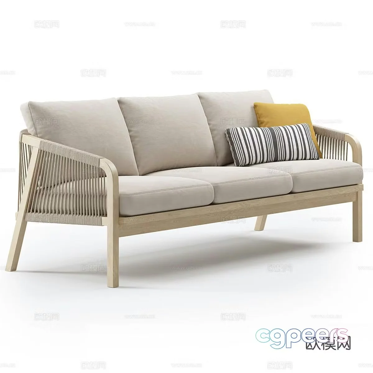 Kettler outdoor garden sofa knitted casual three-seater sofa 3d model