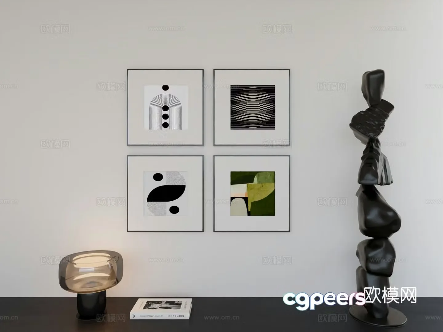 Modern minimalist hanging painting minimalist array hanging painting 3D model