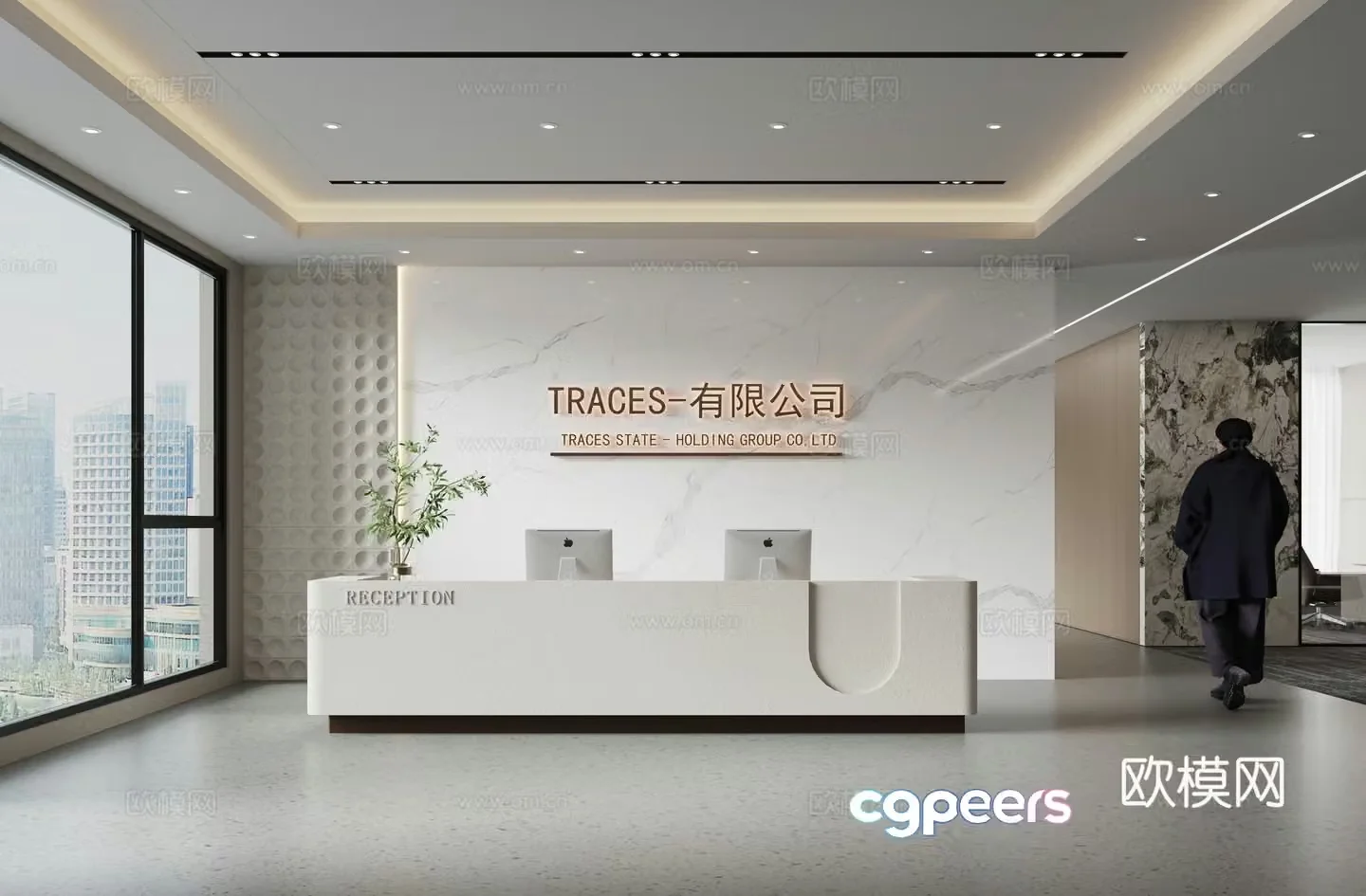 Modern company front desk 3D model