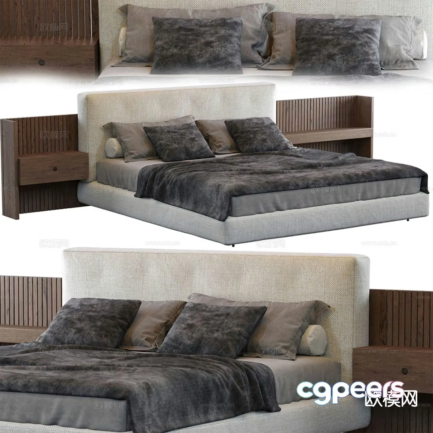 Brasilia Italian double bed 3d model