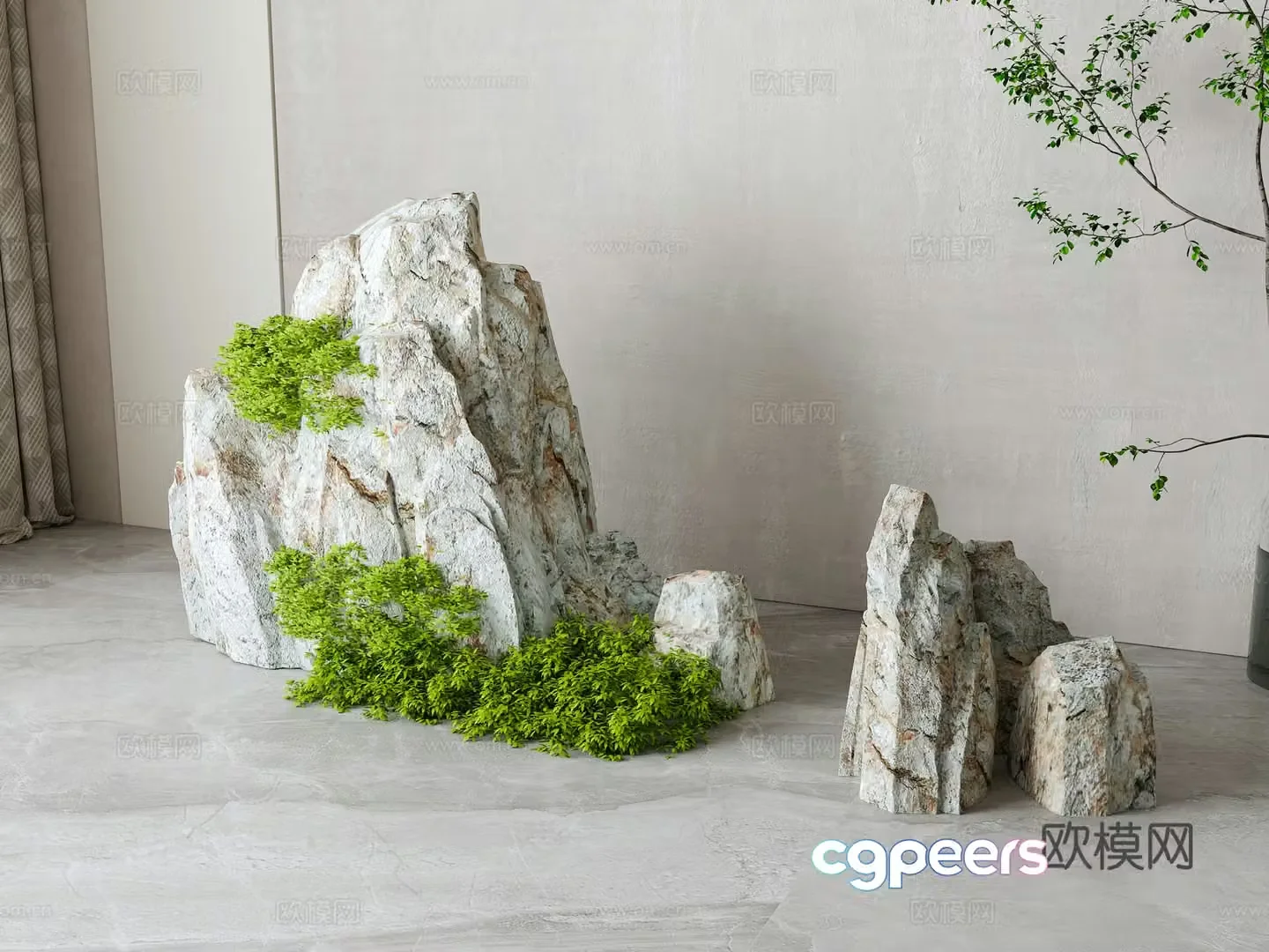 New Chinese style stone rockery 3D model