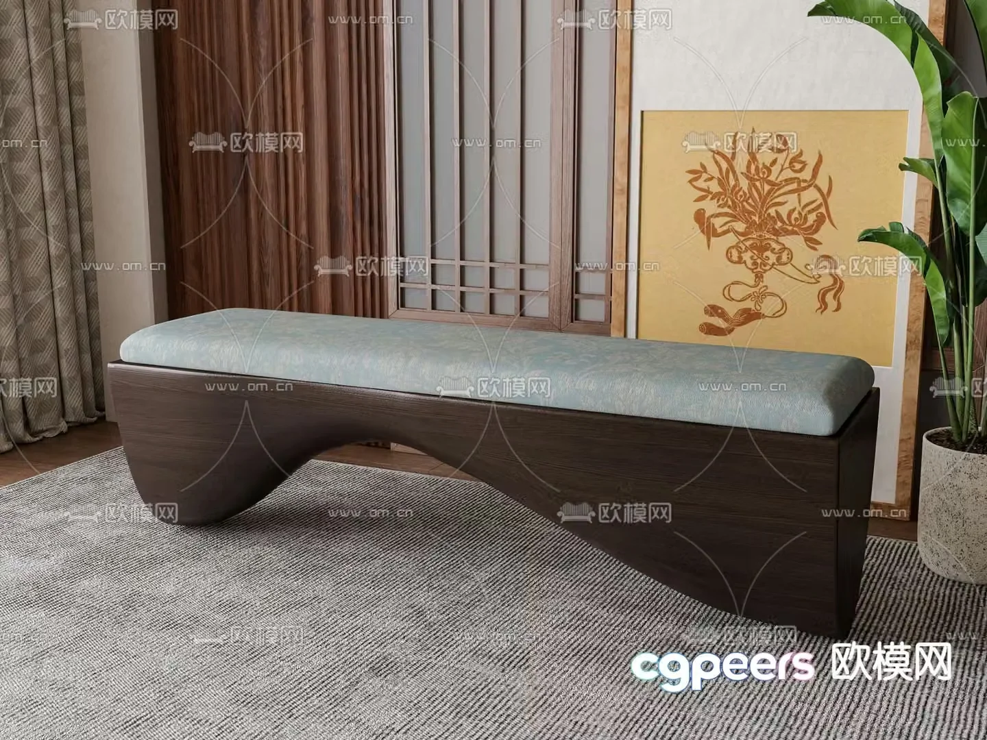 New Chinese style stool sofa stool bench 3d model