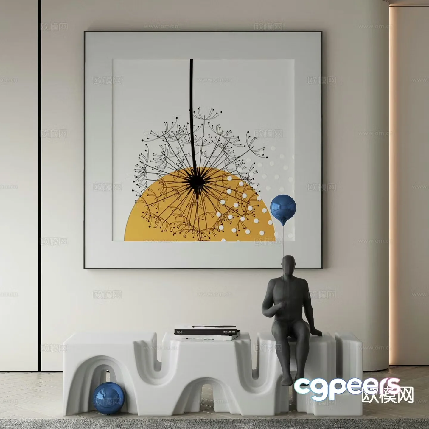 Modern art painting abstract painting decorative painting 3d model