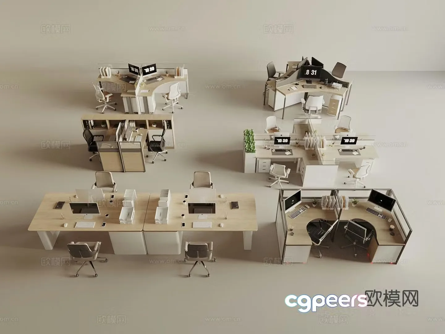 Card space desk work station post 3d model