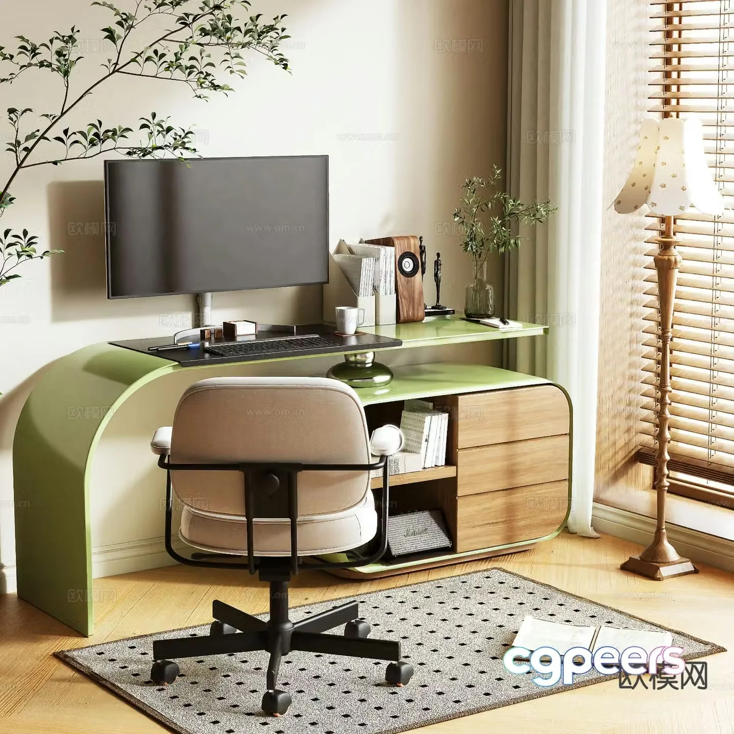 Simple desk study table 3d model