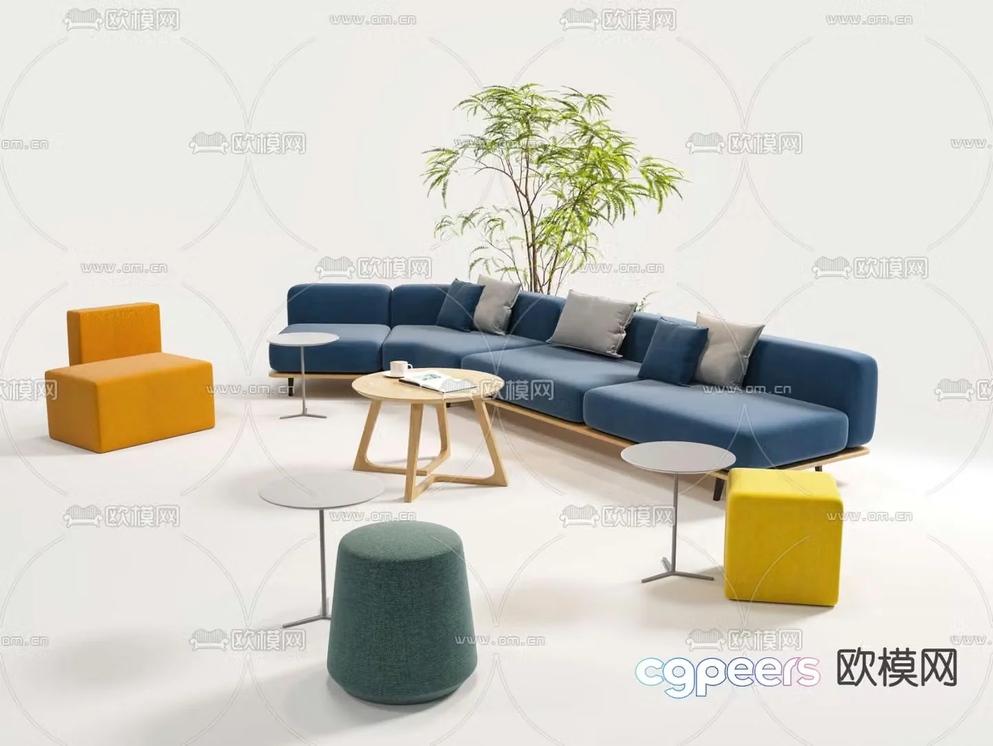 Office sofa lobby sofa public sofa 3d model