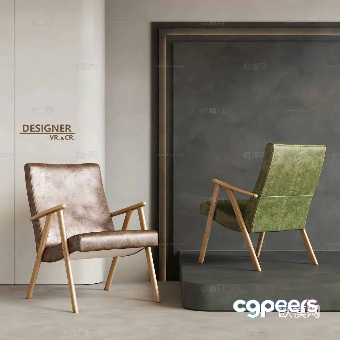 Modern leisure chair leather chair 3d model