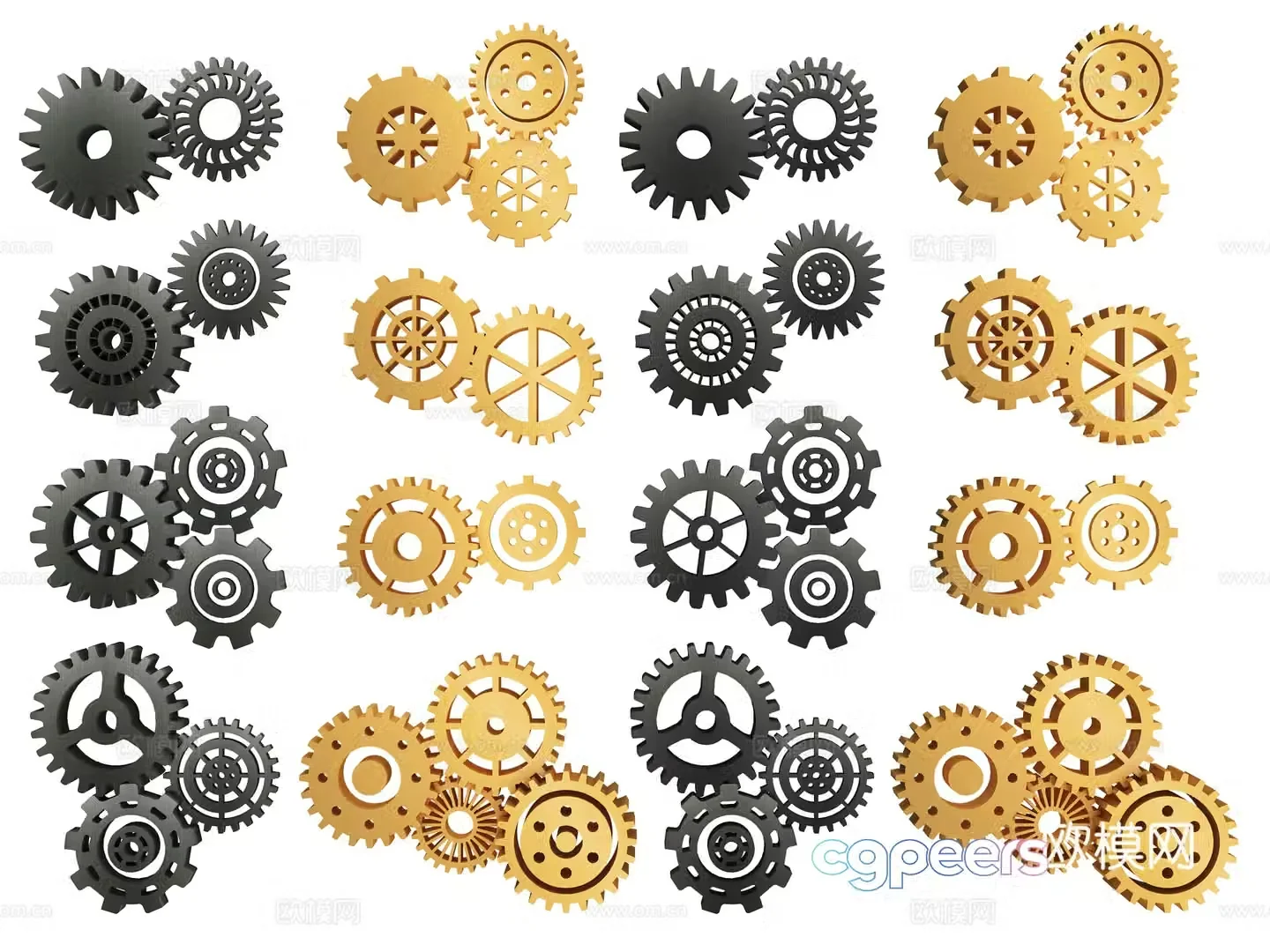 Hardware gear combination mechanical gear industrial gear technology gear pinion gear machinery 3d model