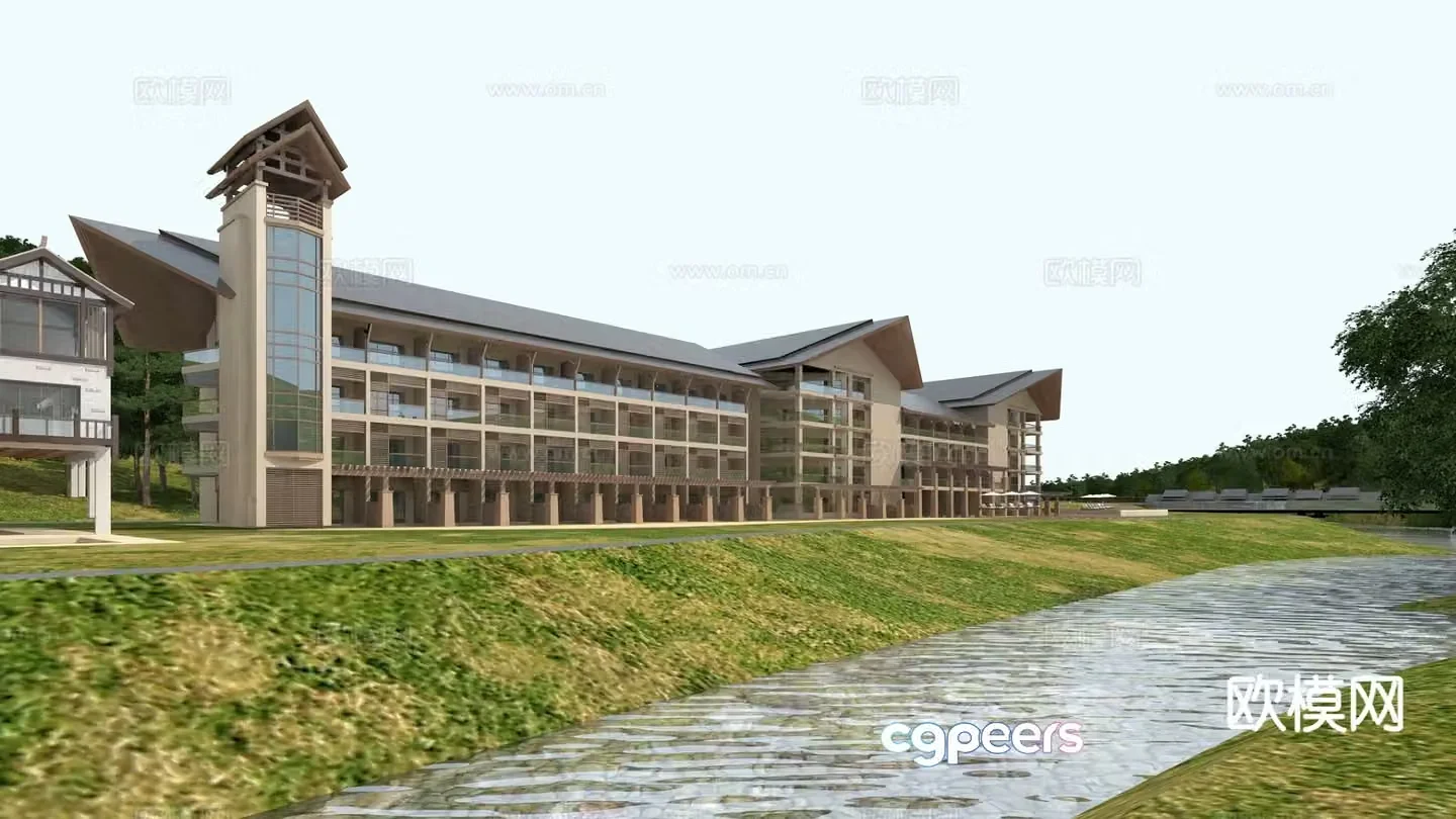 Hotel exterior 3d model
