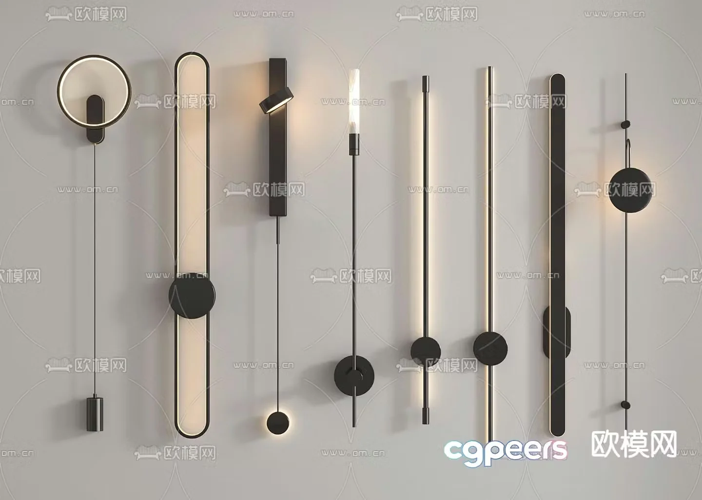 Minimalist wall light linear lamp 3d model