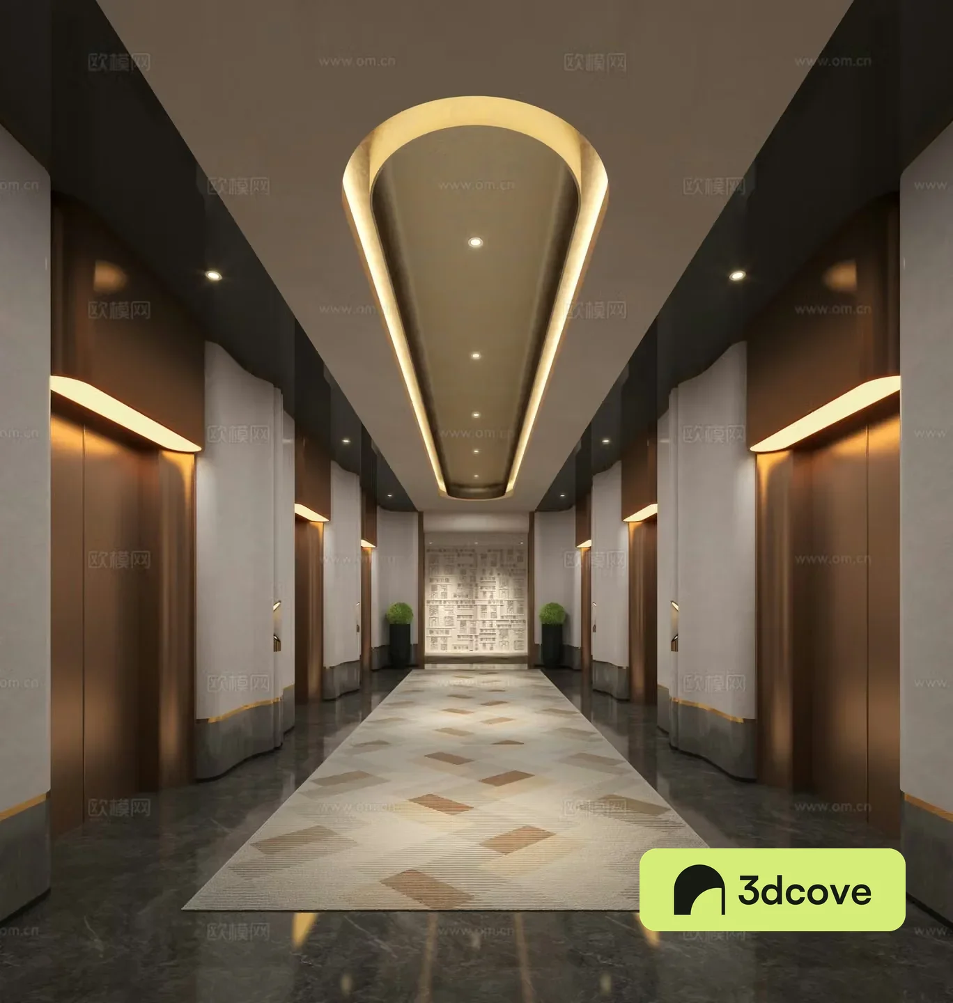 Modern hotel elevator hall club elevator hall aisle elevator hall