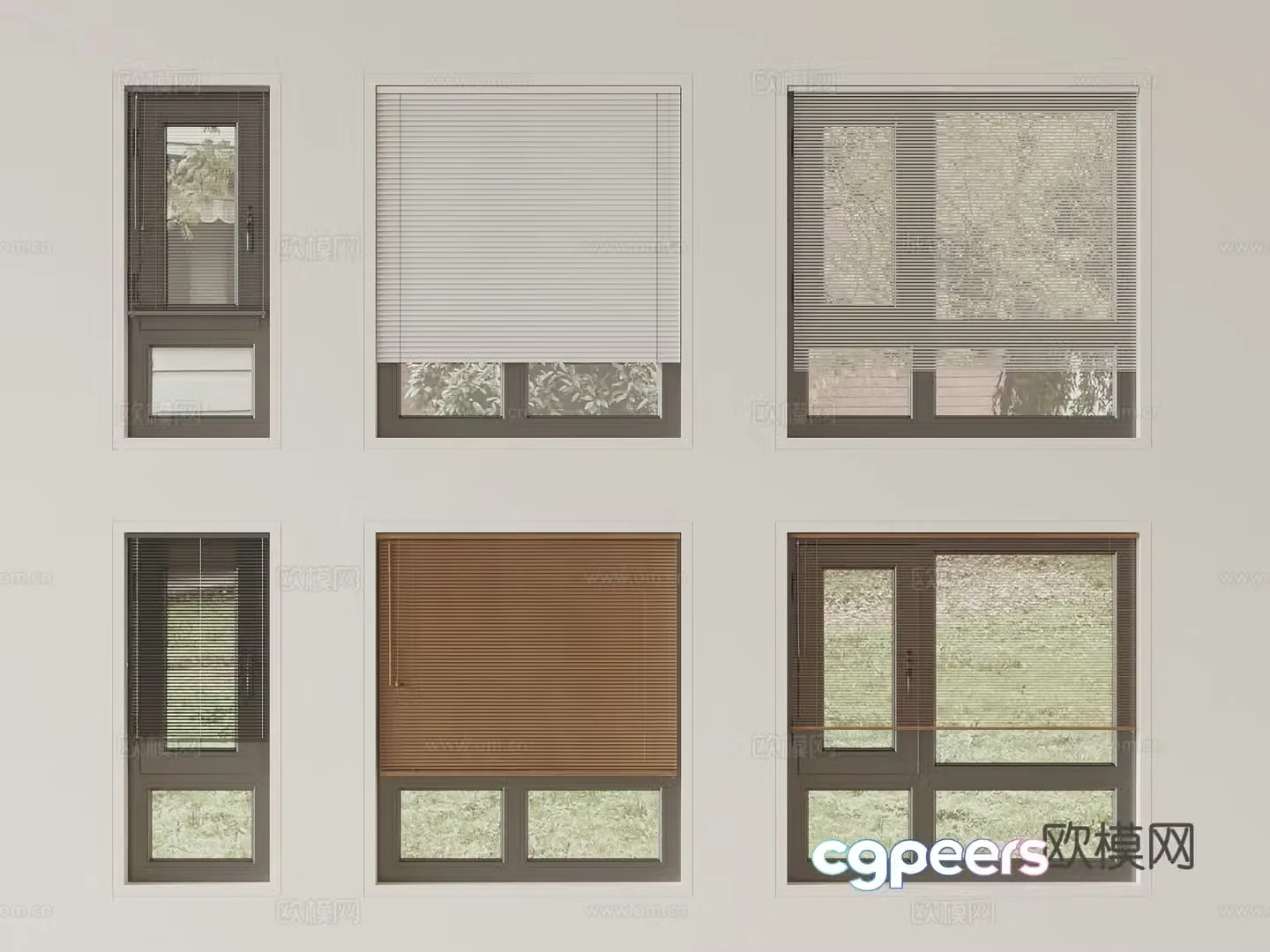 Modern curtains Venetian blinds Bamboo blinds 3d model
