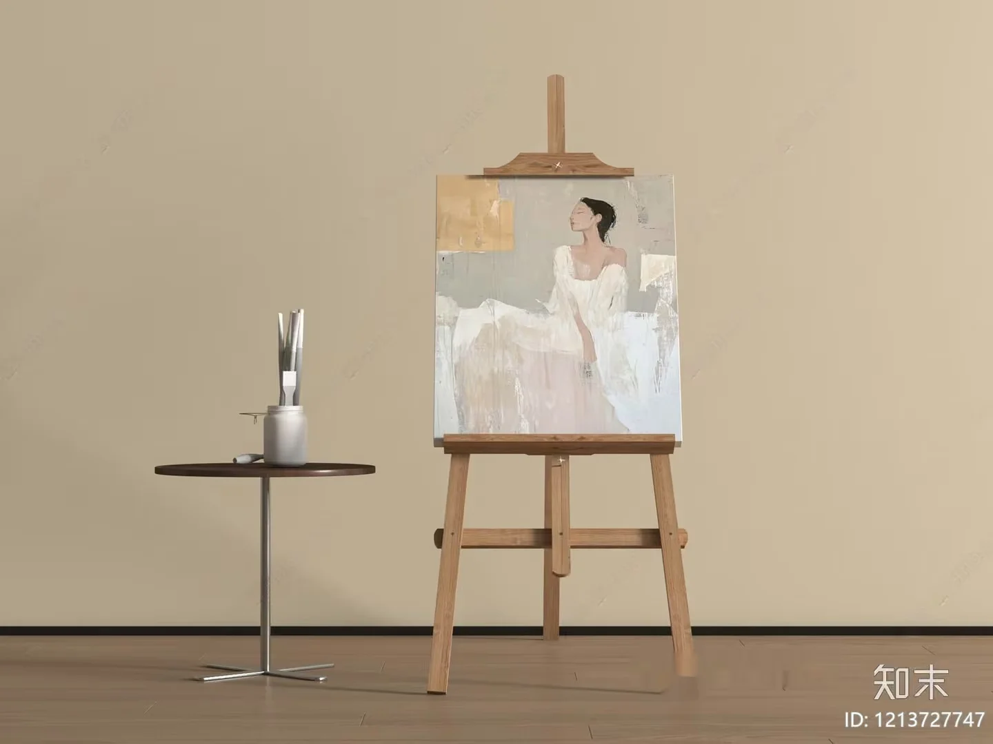 A Painting Of A Woman On An Easel 3D Model – 12060 – VRAY Render