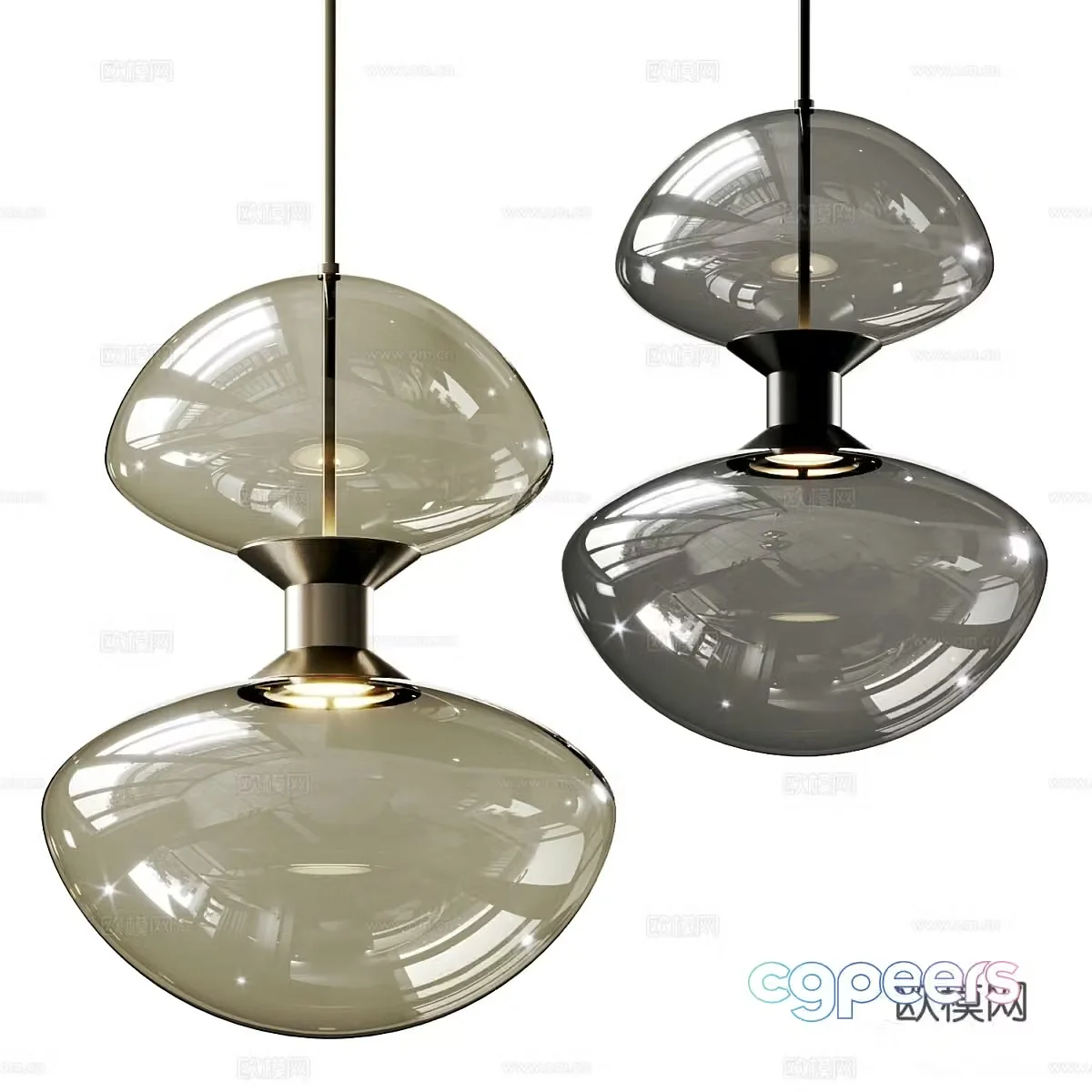 Modern Italian light luxury glass decorative chandelier 3d model