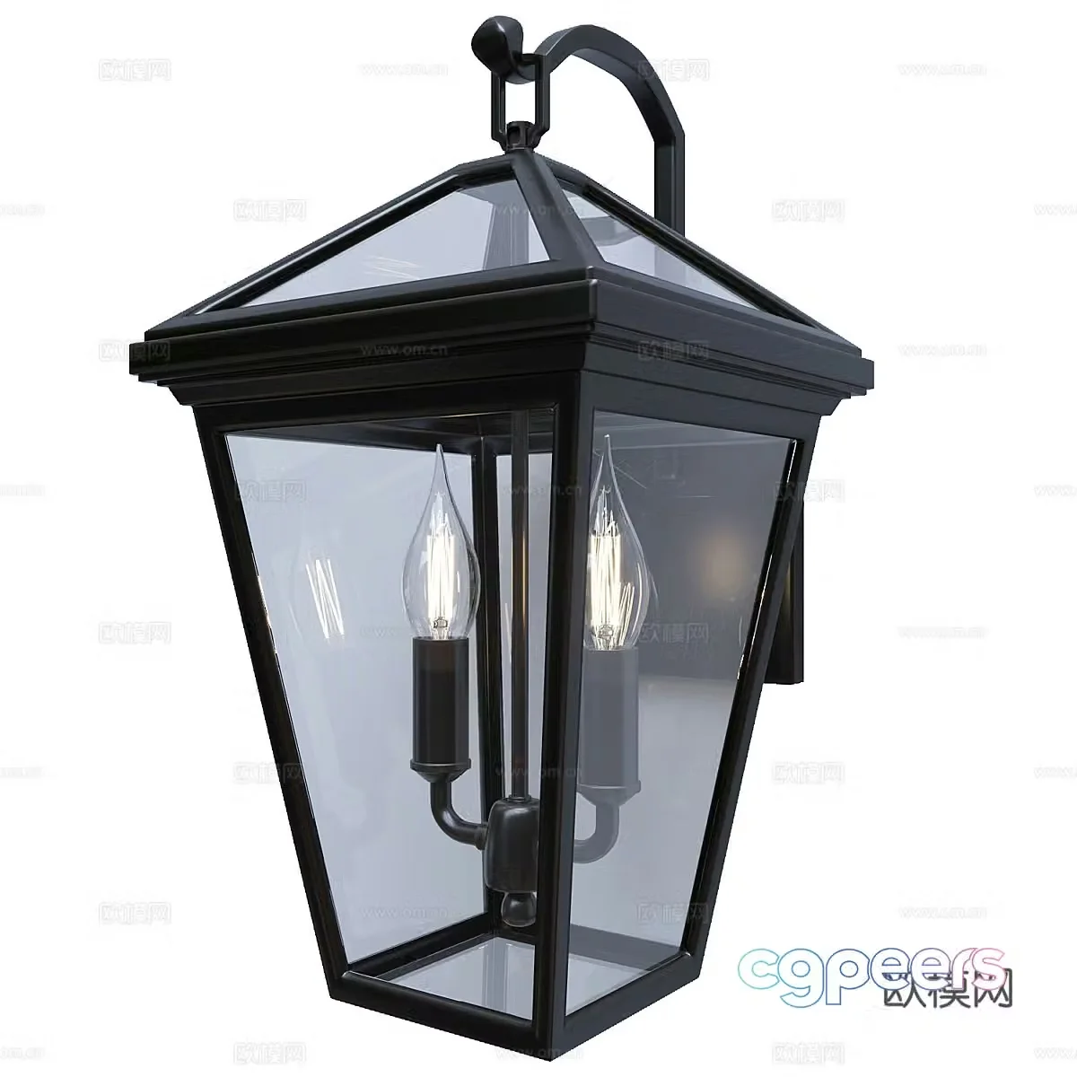 Modern Italian Metal Glass Outdoor Wall Light 3D Model