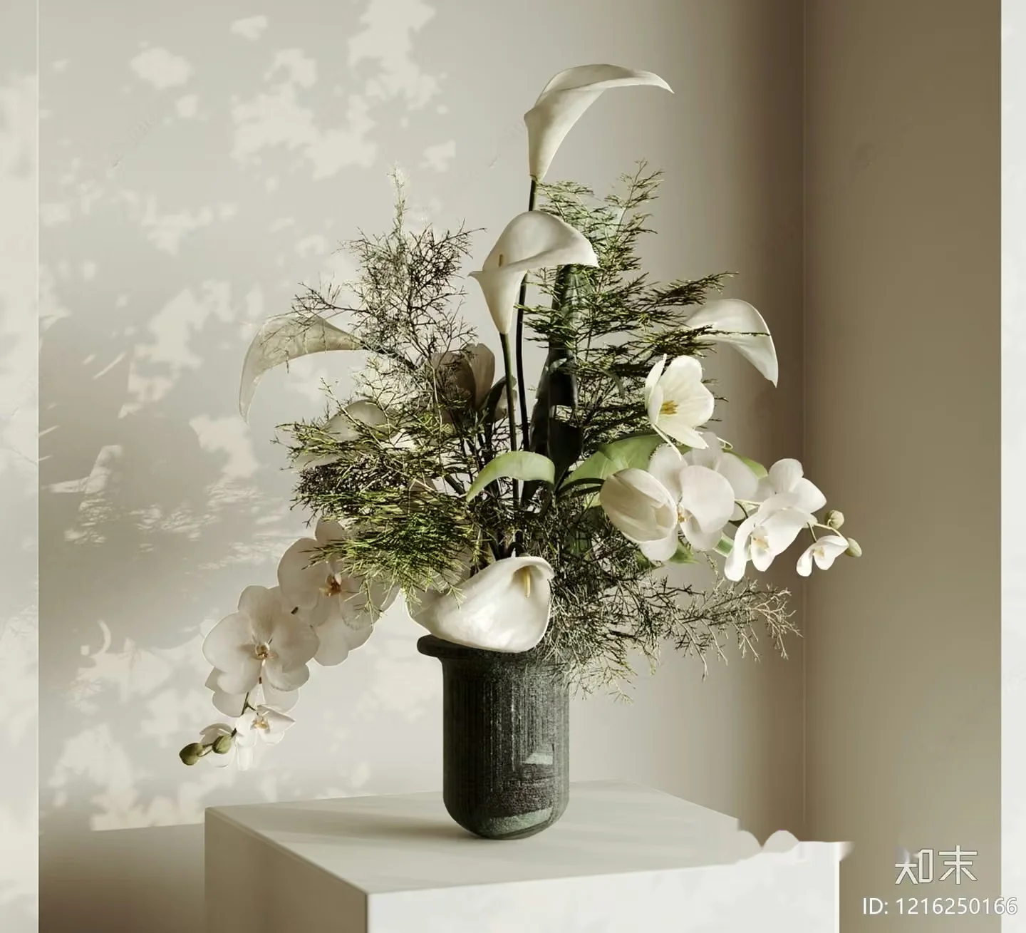 A White Flower Arrangement 3D Model – 12067 – VRAY Render