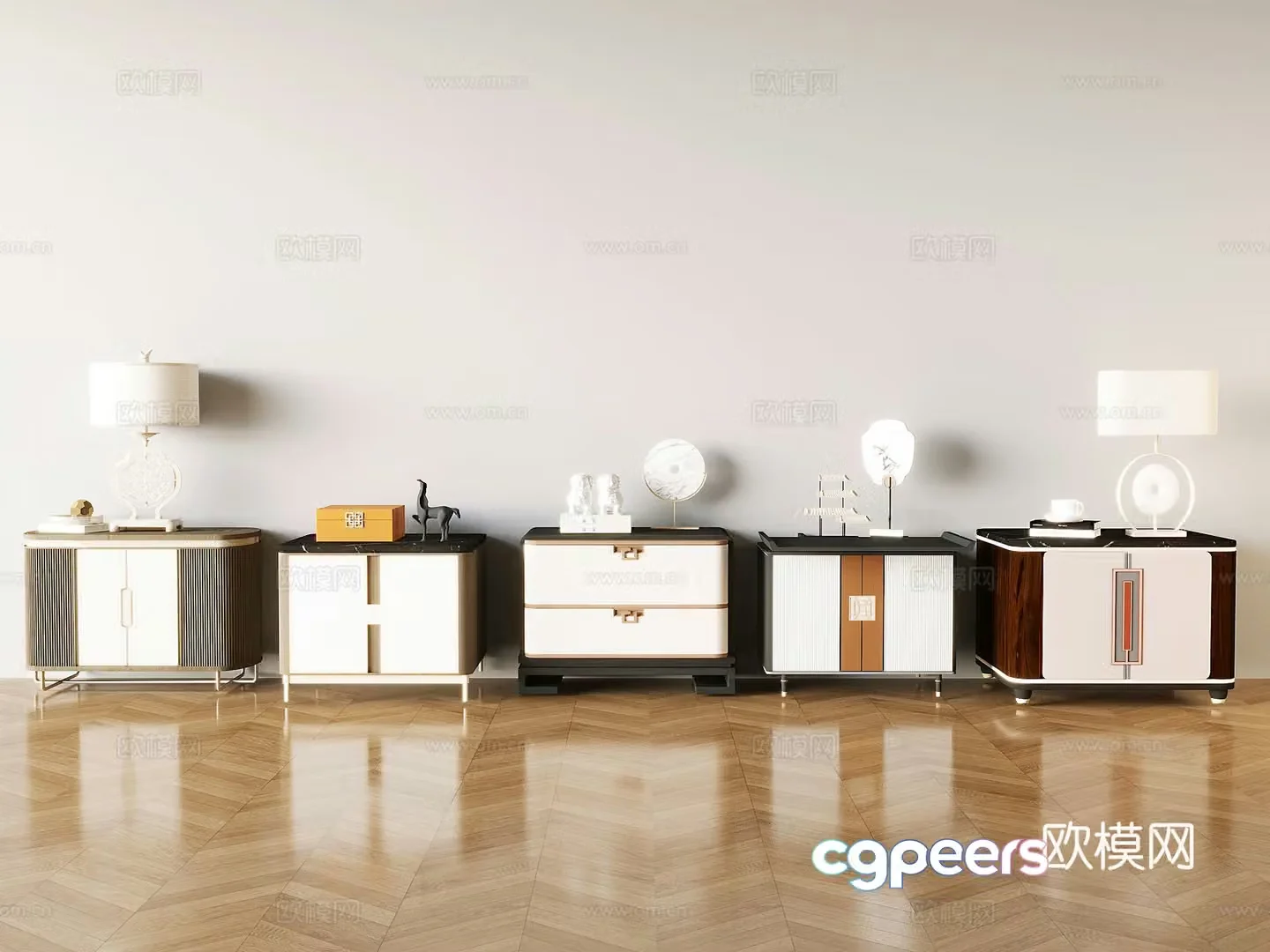 European style bedside table 3D model