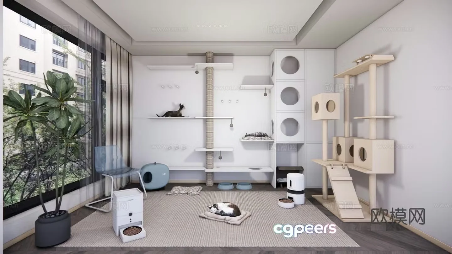 Modern pet entertainment room cat climbing frame 3d model