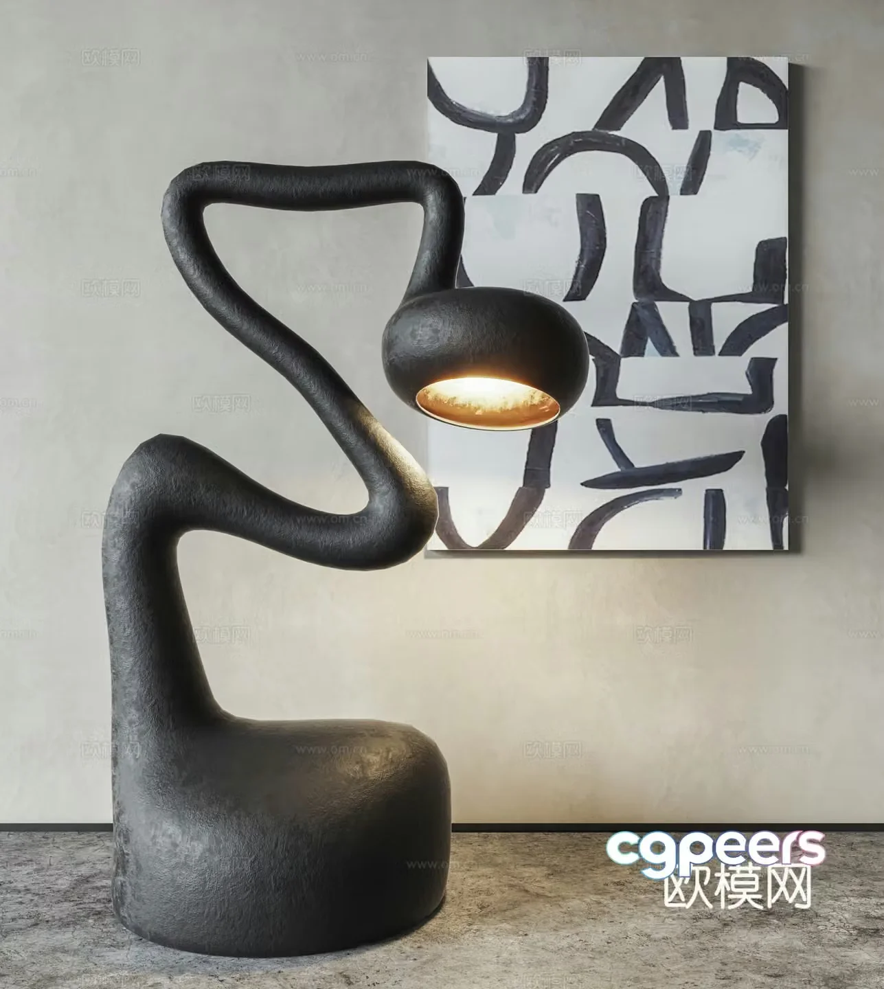 Wabi-sabi floor lamp artistic floor lamp 3d model