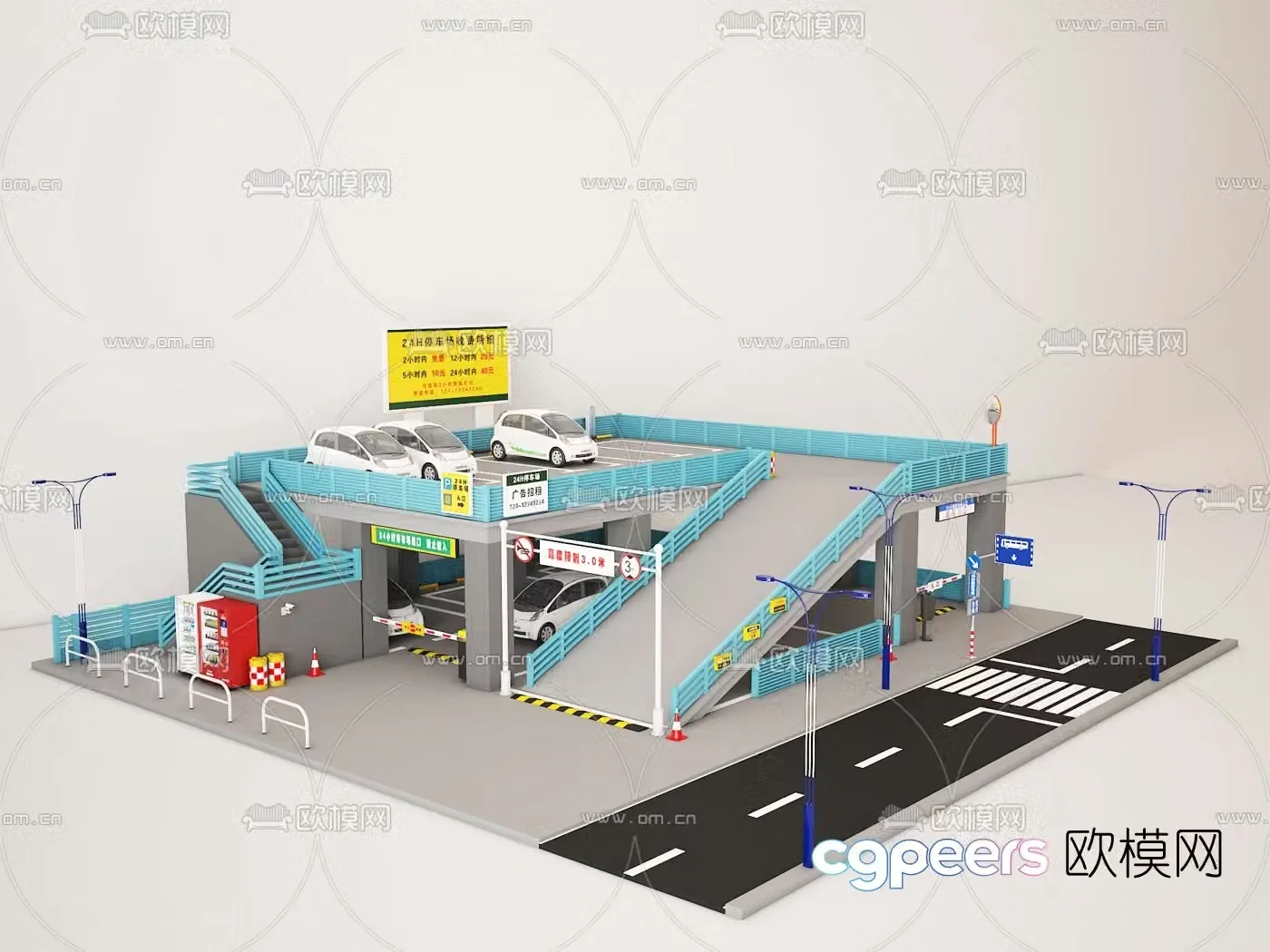 Modern parking lot toy model 3d model