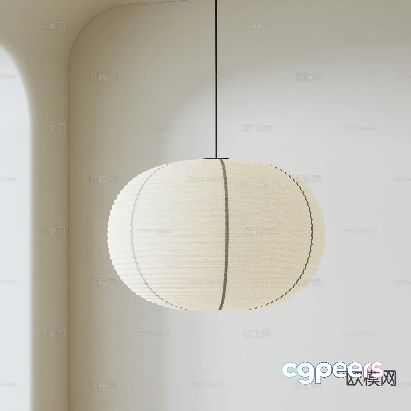 Japanese lantern chandelier 3d model
