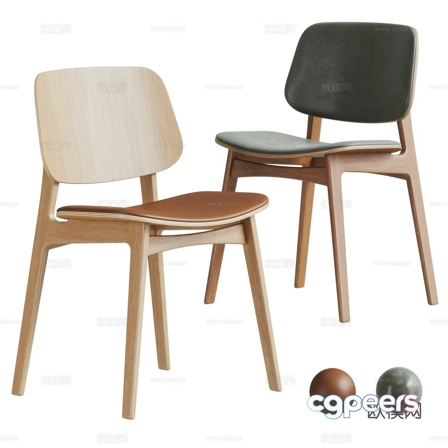 Nordic single chair combination 3D model