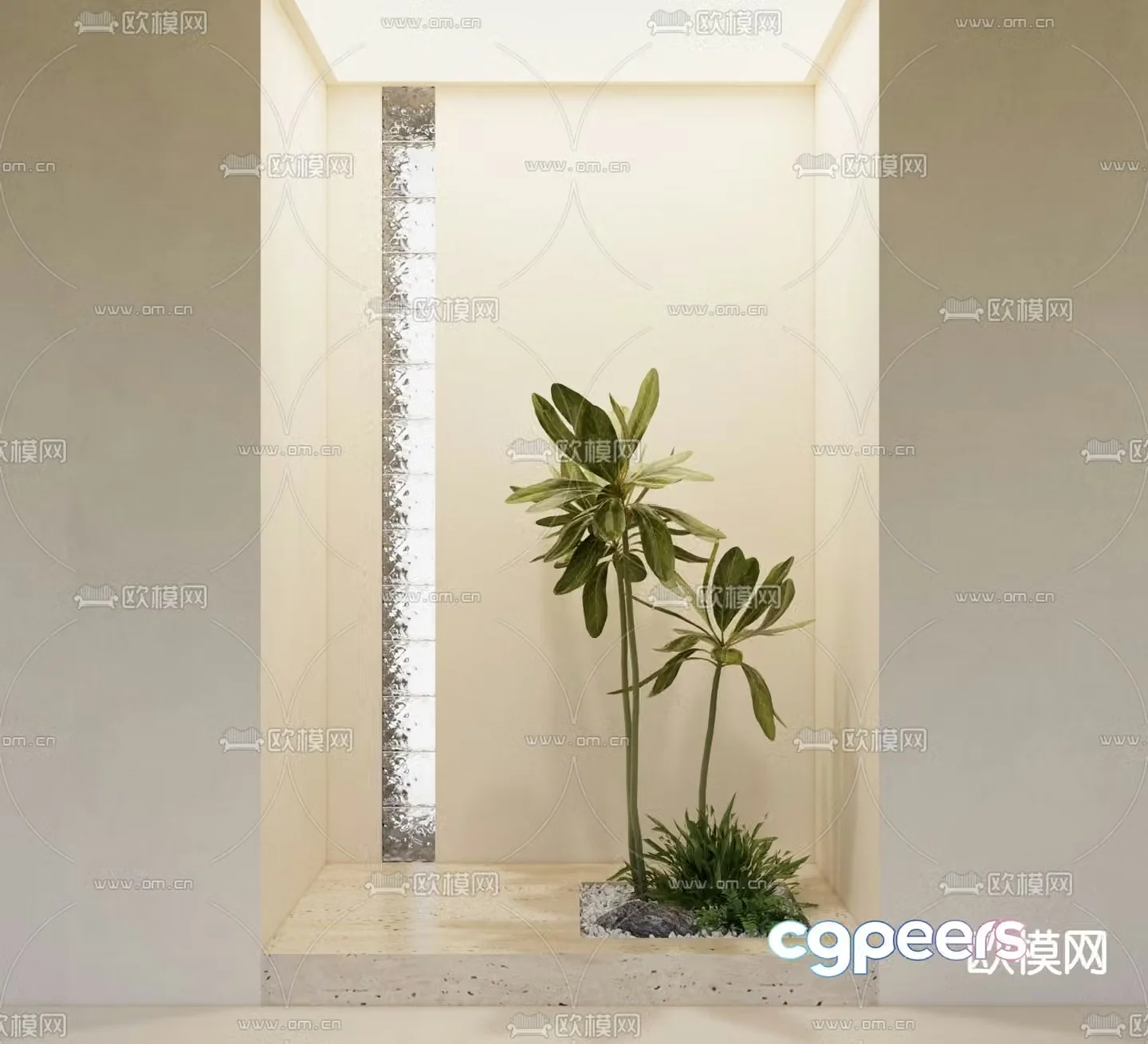 Modern green plant landscaping indoor landscape 3D model