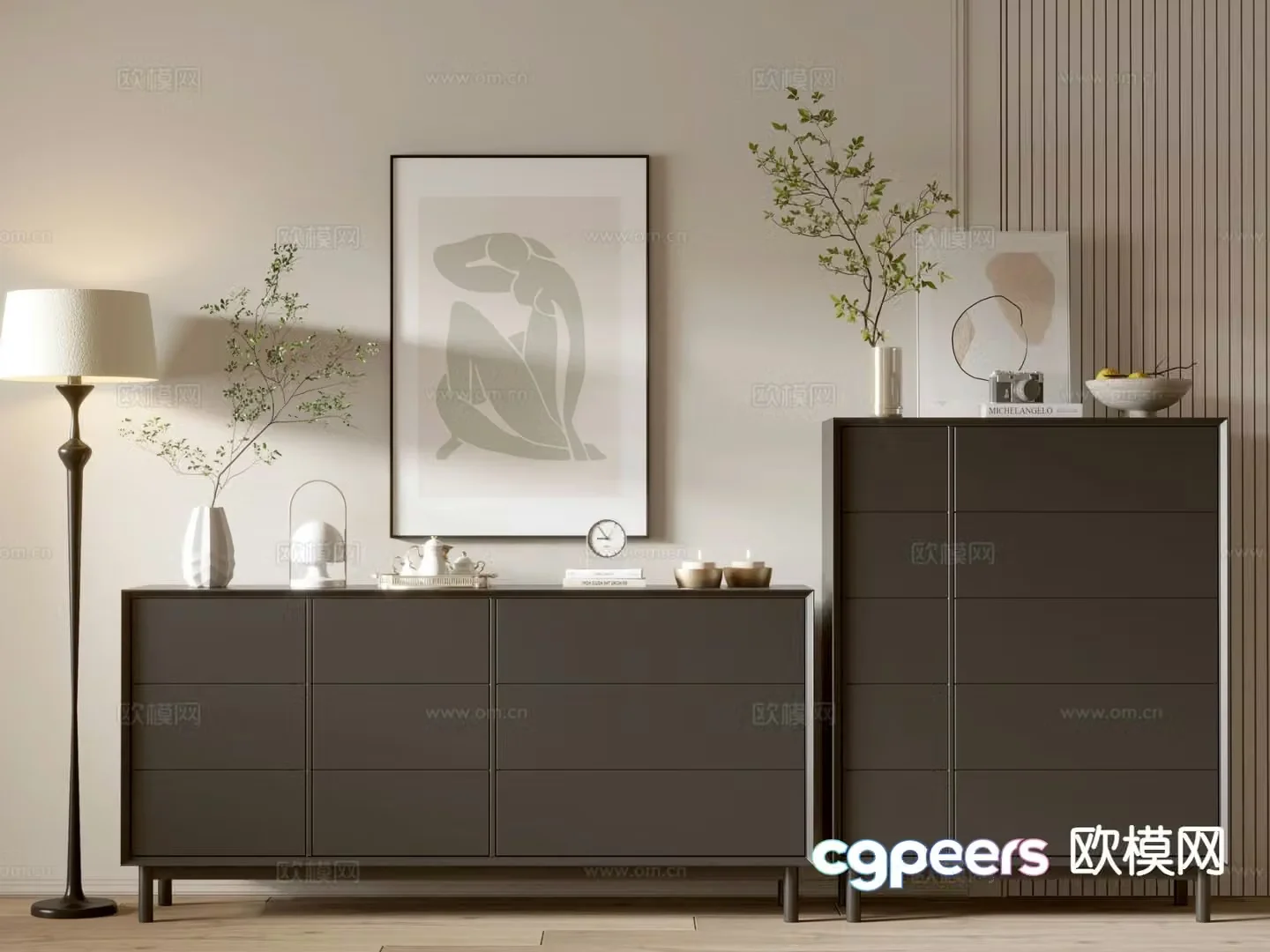 Modern side cabinet entrance cabinet 3d model