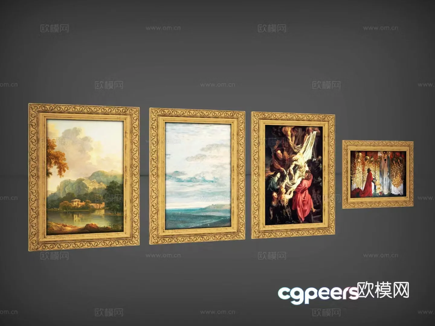 Oil painting mural picture frame wall painting artwork 3d model