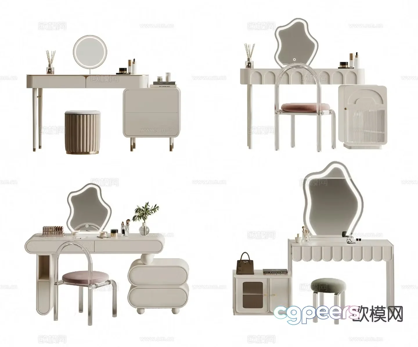 Cream style dresser 3d model