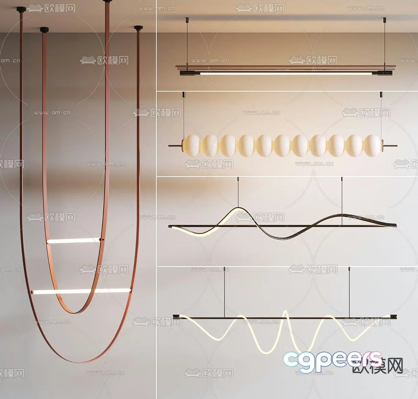 Creative chandelier long chandelier 3d model