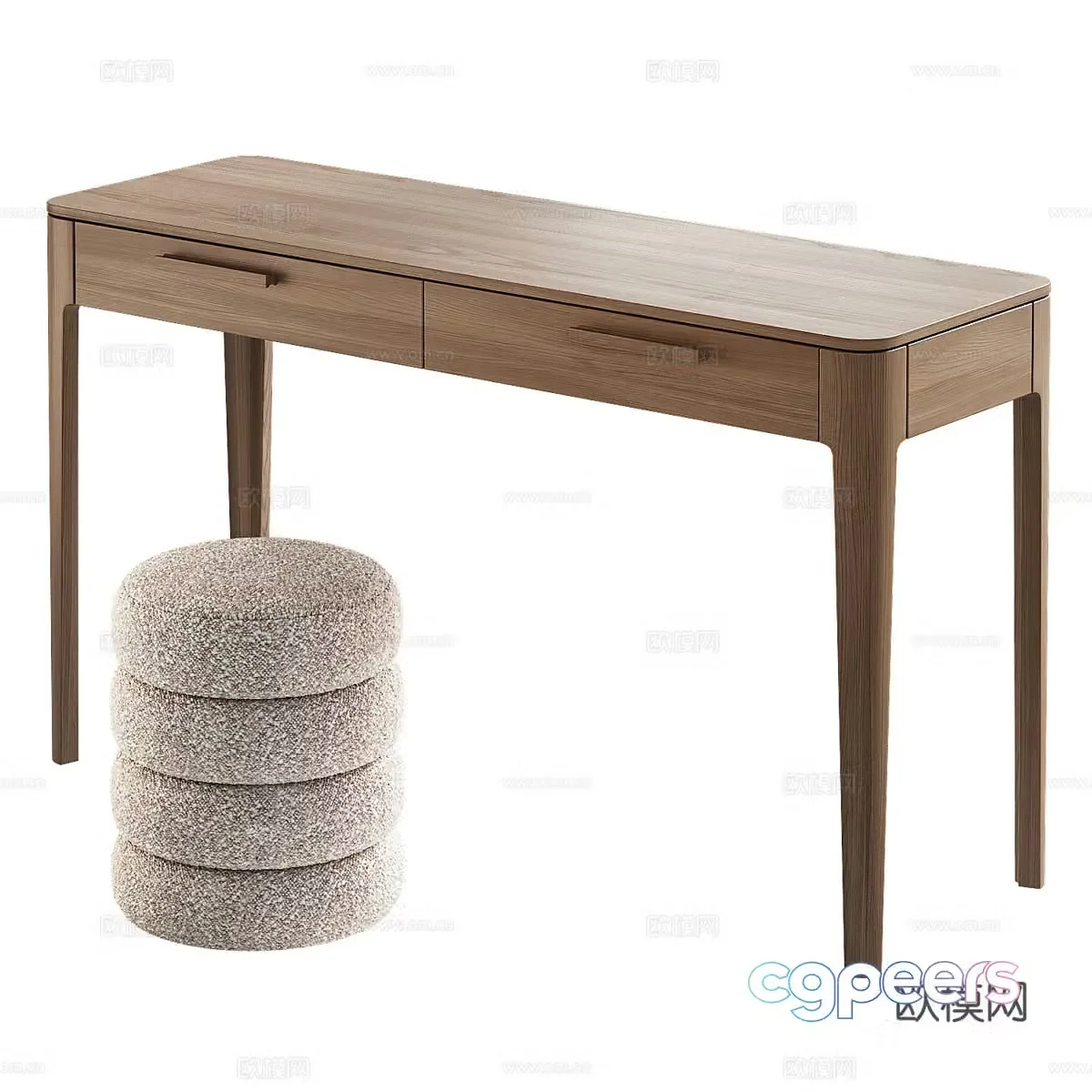 New Chinese solid wood dressing table 3D model