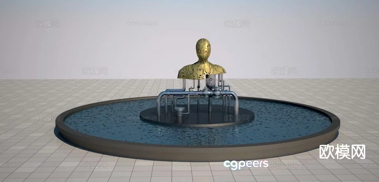 Tech robot sculpture 3d model