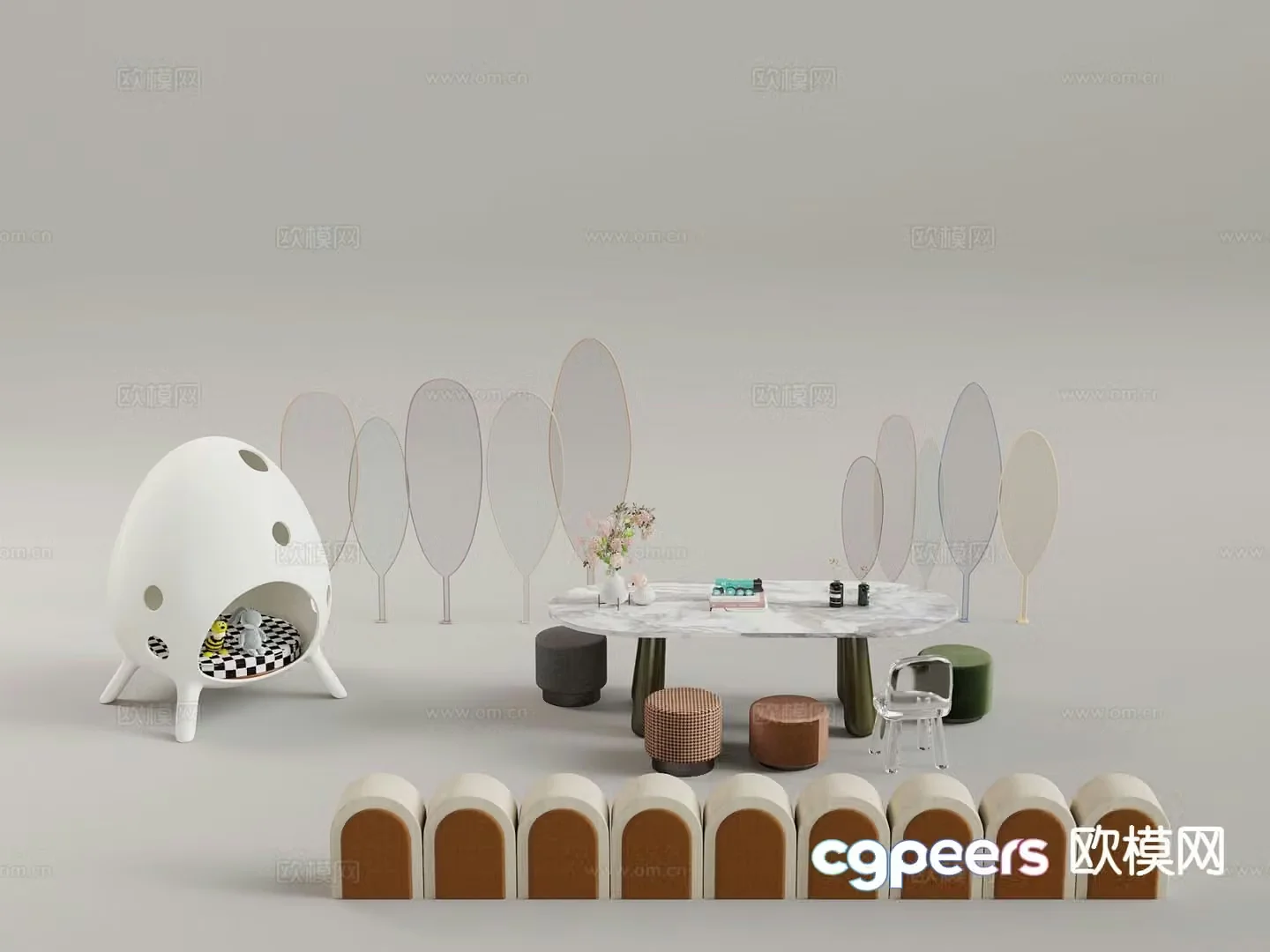 Modern children’s table and chairs toy table 3d model
