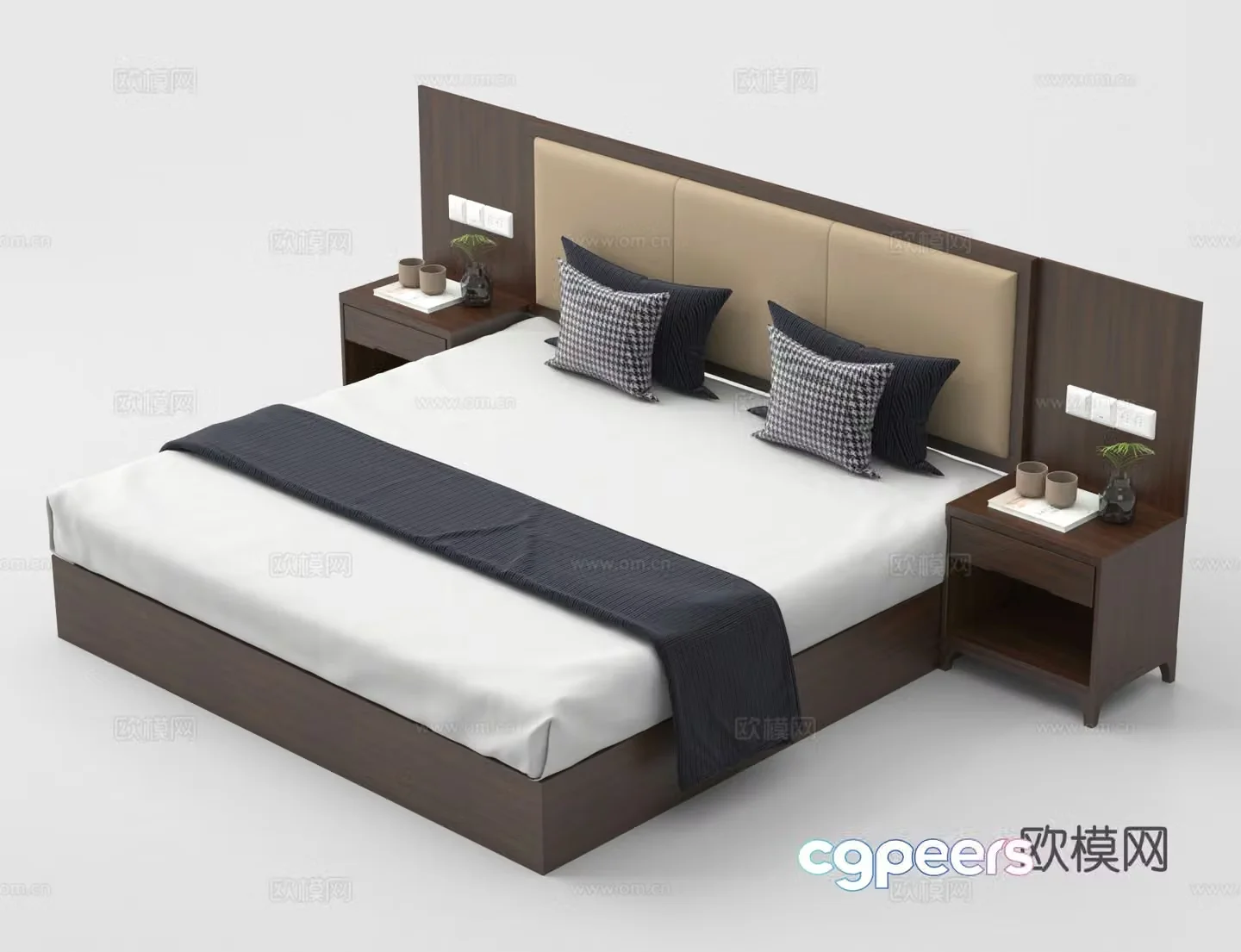 Hotel bed Double bed 3D model