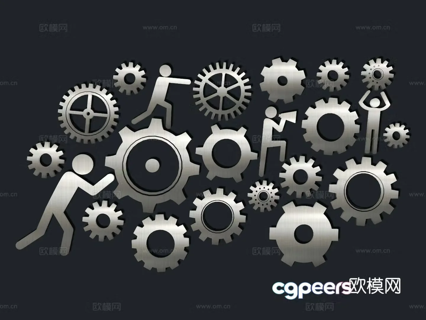Technology gear wall decoration machinery icon machinery parts wall decoration 3d model