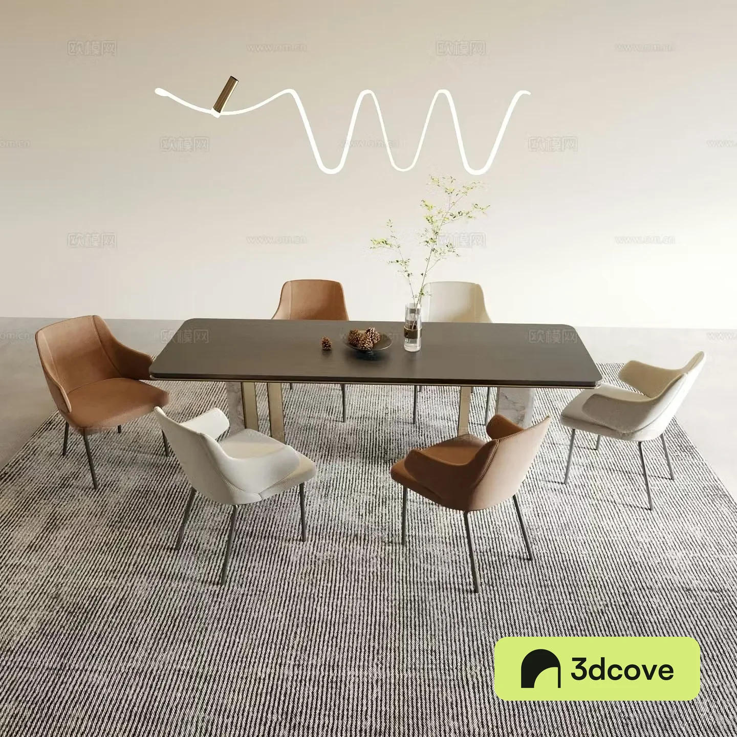Italian dining table and chairs strip dining table