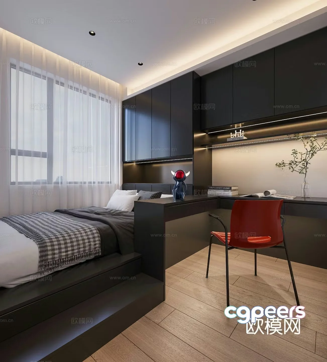 Modern tatami bedroom 3d model