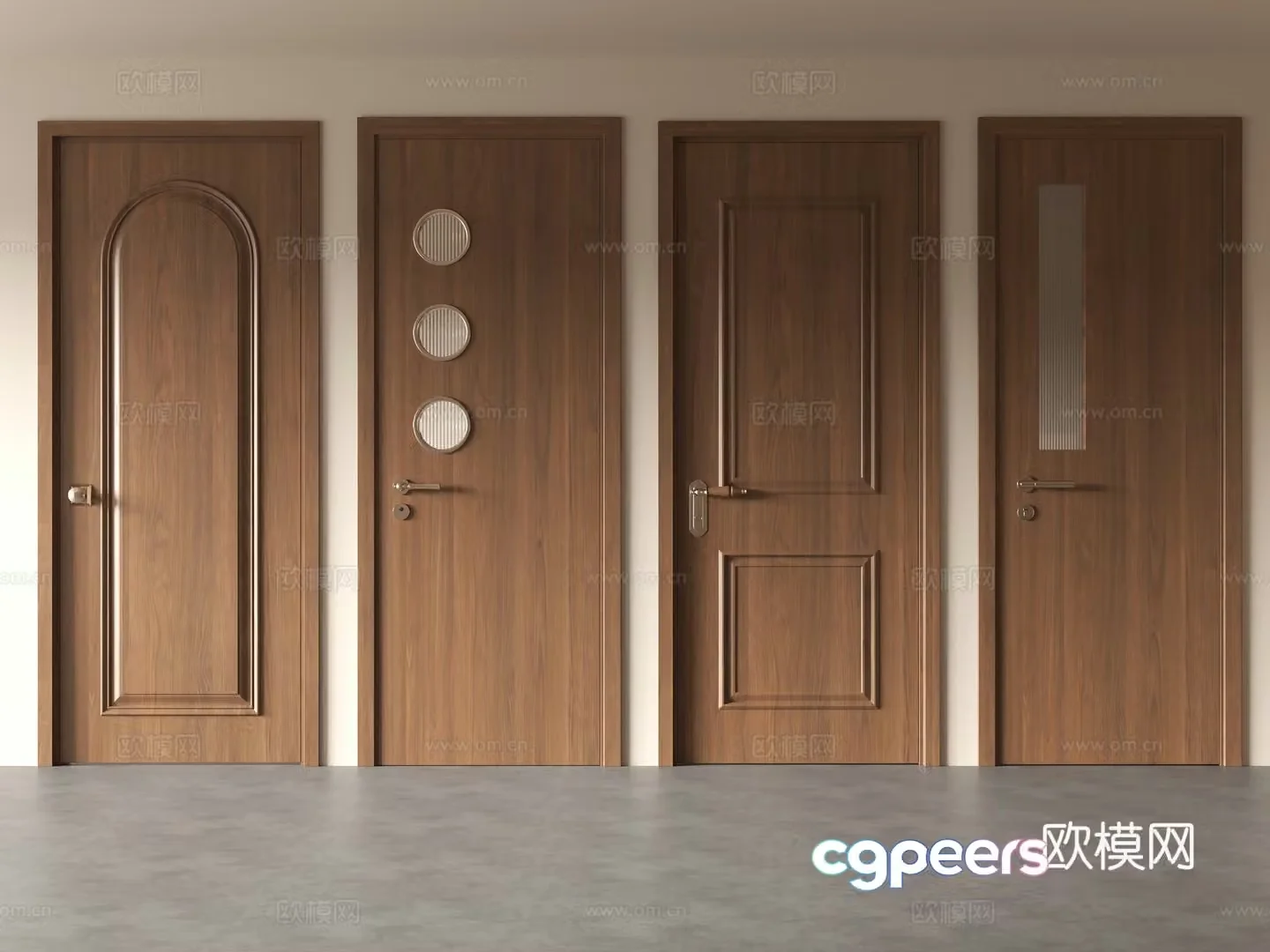Medium-old single-door bedroom door 3D model